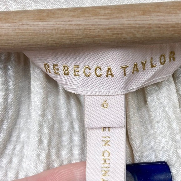 Rebecca Taylor Hammered Silk Ruffle Blouse Top Size 6 Ivory Romantic Minimalist - Picture 2 of 10